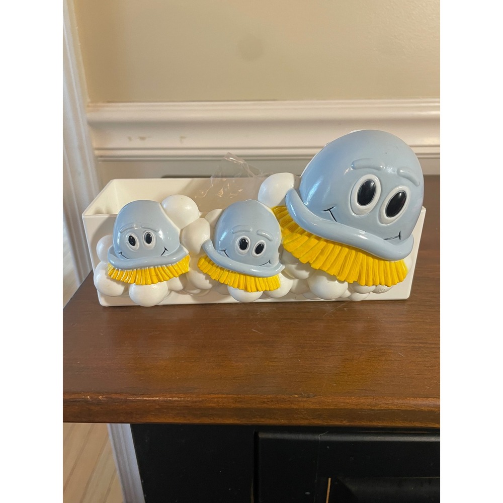 Vintage  Scrubbing Bubbles Bathroom Suction Cup Wall Hook Holder Blue Yellow